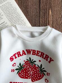 SHEIN 女童甜美草莓印花圆领长袖上衣搭配经典牛仔裤套装，可爱风格，适合公园、学校、与朋友外出以及日常穿着。 - 彩色 - 查看 5