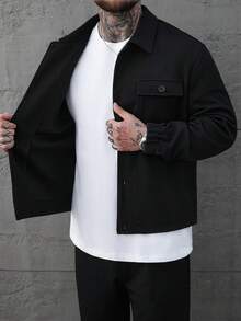 SLATEMANN 男士华夫格纹理提花衬衫和裤子套装，男士套装，男士黑色套装，男士全套服装，男士华夫格针织套装，秋季服装 - 黑色 - 查看 7