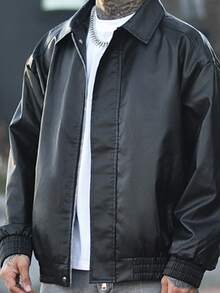 Devon Thys 男士休闲宽松商务皮夹克，适合秋季，垃圾摇滚风格 - 黑色 - 查看 6