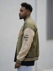 Heavens Edit 男士飞行员夹克春秋休闲情侣潮流夹克 - 綠色 - 查看 3