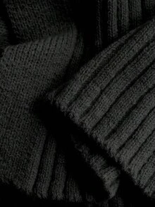 Linhara Plus Size Women's Solid Color Knitted V-Neck Long Sleeve Mid-Length Casual Cardigan, Winter - Black - View 5