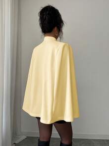 Rafferiza 时尚优雅宽松白色羊毛混纺斗篷外套（女士款） - 淡黃色 - 查看 2