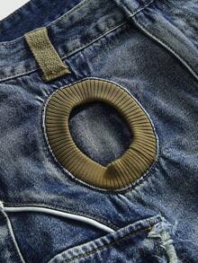 ROMWE Avant Chân váy denim dáng chữ A phong cách Y2K cổ điển dành cho nữ có túi hộp - Màu xanh lam - Xem 3