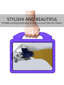 1pc Purple Thumb Grip Stand, High Quality EVA Material Shock & Drop Proof Tablet Protective Case - Purple - View 2