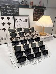 Multifunctional Transparent Acrylic Eyewear Display Case Organizer Stand For Sunglasses Optical Glasses Storage Desktop Countertop Shop Home Decoration Wedding Party Gift Idea - White - View 5