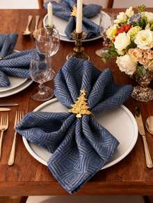 Cirelle 5 件圣诞金属圣诞树雪餐巾扣，酒店餐桌餐巾环 - 彩色 - 查看 2