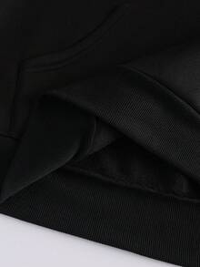 GlowEve CURVE 大码女式抽绳口袋休闲连帽卫衣，荷叶边装饰，长袖 - 黑色 - 查看 8