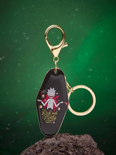 Rick and Morty X SHEIN 1pc Zinc Alloy Drip Oil Cartoon Christmas Series Keychain, Luxury Niche Couple Casual, Also Suitable For Bag Decor, Fit For Party, Concert, Festival