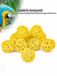 5/10/15/50个装鹦鹉柳条球玩具，直径3厘米，可供鹦鹉啃咬，柳条编织鹦鹉玩具 - 黃色 - 查看 4