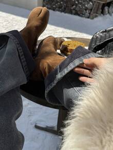 DAZY 女士喇叭形保暖内衬牛仔裤，秋冬季 Y2K 款式 - 藍色 - 查看 9