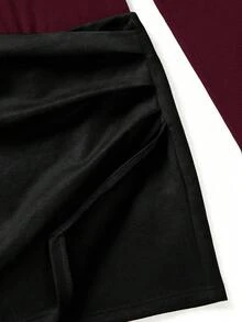 Franclia 女士纯色立领长袖T恤和百褶迷你裙两件套 - 彩色 - 查看 3