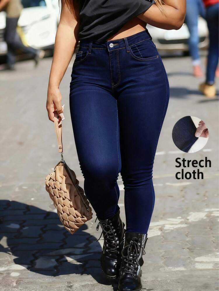 Women Jeans - 藏蓝色 - 查看 6