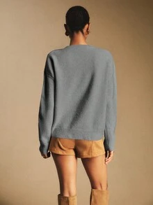 Poéselle Casual Retro Round Neck Long Sleeve Women Sweater In Fall/Winter,Sweaters For Women - Grey - View 8