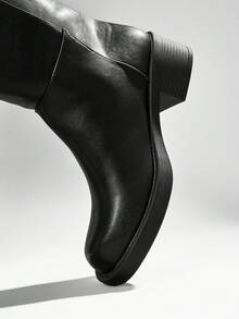 SHUZIA Women Everyday Casual Minimalist Lug-Sole Knee-High Boots For Christmas - Black - View 5