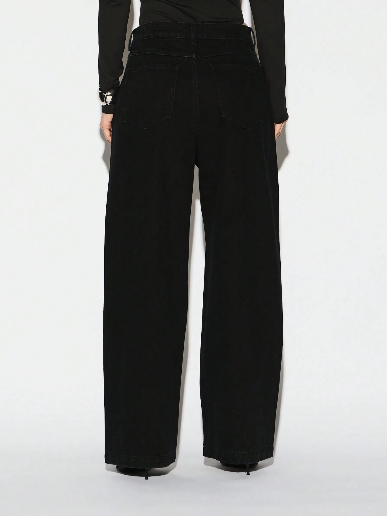 KIZN High Rise Studded Wide Leg Jeans