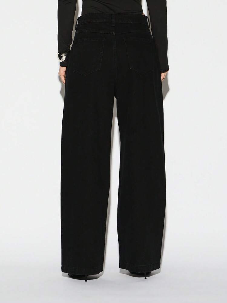 KIZN High Rise Studded Wide Leg Jeans