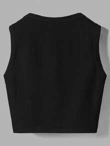 DC Women Core X SHEIN Women's Casual Hero Cartoon Character And Letter Printed Tank Top, Summer Suitable For Going Out - Black - View 2