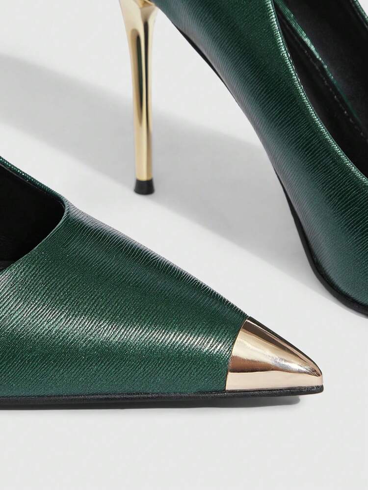 CUCCOO SZL Women's Pointed Toe Contrast Color Fashion High Heels, Versatile For Daily Wear For Christmas Spring Shoes