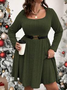 Vionelle Plus Size Women's Ribbed A-Line Dress Fall Cloth For Women