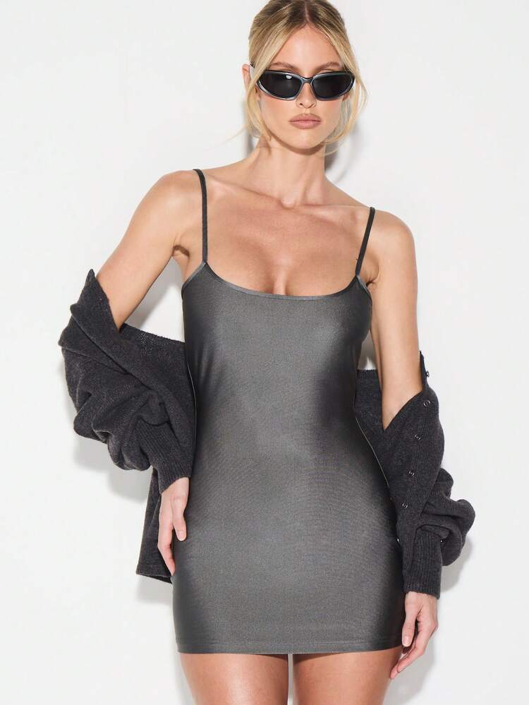 KIZN High Shine Metallic Spaghetti Strap Camisole