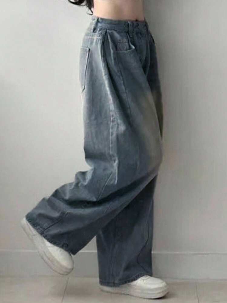 Women's Casual Washed Vintage Wide Leg Jeans Y2k
