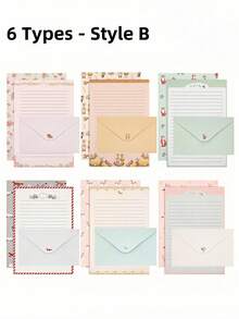 SHEIN Animal Theme Stationery Set With Writing Paper & Envelopes,A5 Writing Paper , Cute Stationery Kit Suitable For Love Letters, Invitations, Graduation Ceremony, Greeting Cards