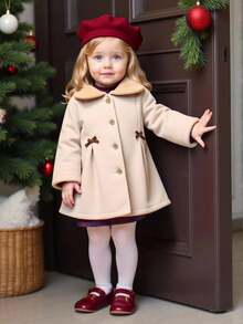 Souflis French Retro Thick Long Sleeve Overcoat, Suitable For Parties, School, Outings And Various Occasions, Women & Girls Overcoat, Autumn/Winter