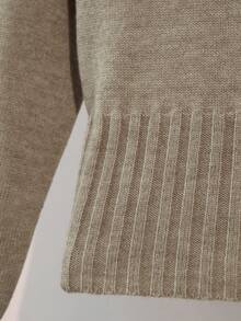 Franclia 女士简约时尚翻领蝴蝶结露肩长袖纯色针织套头衫秋冬女装女士毛衣短款上衣毛衣上衣蝴蝶结毛衣露肩毛衣女士秋装秋季女装秋季秋装女装秋季女装秋季女装秋季女装秋季女装优雅时尚休闲通勤商务办公日常休闲百搭气质都市教师职业装 - 卡其色 - 查看 6