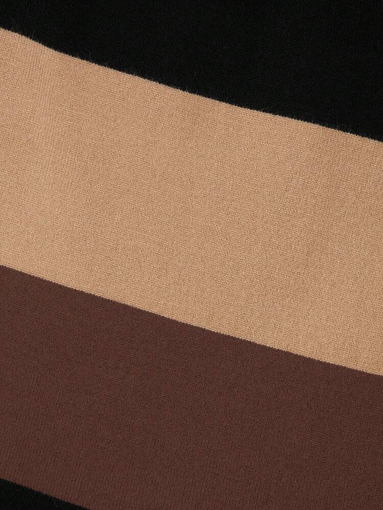 Tween Boy Striped Crew Neck Long Sleeve Casual Loose Knit Sweater, Autumn/Winter