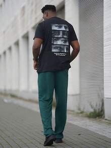 Heavens Edit Pantalones deportivos casuales de punto recto con bolsillos y cordón en la cintura para hombre, primavera y otoño - Verde - Ver 2