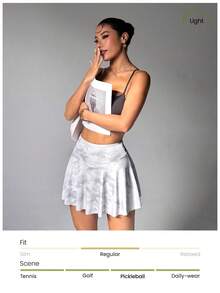 Dewbera 女士高腰迷彩印花休闲健身运动裙裤 - 彩色 - 查看 5