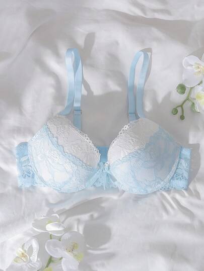 DelicateAllure Women's Color Block Lace Patchwork Camisole Bra Lace Bracute Bras