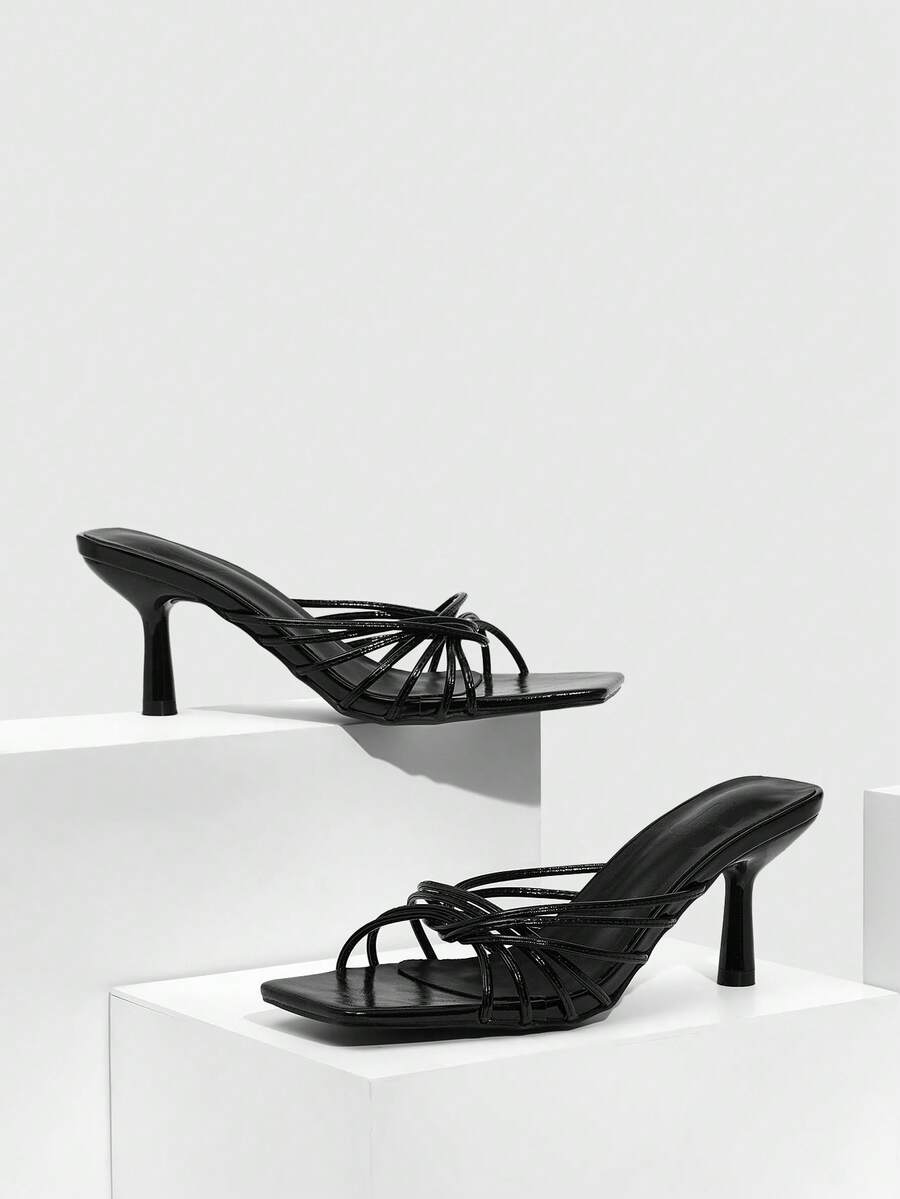 CUCCOO SZL Women's Fashion Versatile Commuter Twist Heeled Sandals - Black - View 1