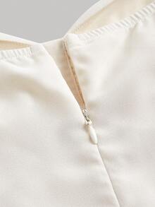 SHEIN MOD Ivory Puff Sleeve Mini Dress With Ruched Bust, Sweetheart Neckline, Flowy Skirt, Lightweight Chiffon, Romantic, Elegant, Feminine, Vintage-Inspired, Party Dress, Cocktail, Date Night, Wedding Guest, Spring, Summer, Chic, Comfortable, Breathable, Stylish, Soft Fabric, Fairycore, Classic, Special Occasion - White - View 10