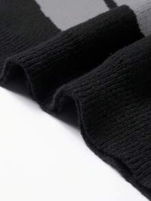 Manfinity EMRG Plus Size Men's Casual Daily Letter Pattern Loose Fit Sweater, Autumn/Winter - Black - View 5