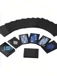 一副防水柔韧扑克牌，带盒子，酷炫设计，非常适合派对、游戏、送礼和庆祝活动，蓝色扑克牌，礼品>蓝色，扑克牌 - 藍色 - 查看 2