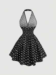 SHEIN MOD Váy ôm sát chấm bi cổ chữ V cho nữ, Váy dạ hội màu đen, Trang phục khoét rỗng, Váy thanh lịch cho nữ, Váy gợi cảm, Váy chấm bi màu đen - Đen và trắng - Xem 2