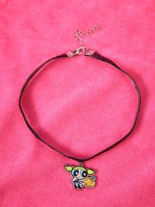 THE POWERPUFF GIRLS X SHEIN 1 chiếc vòng cổ lấp lánh họa tiết bong bóng Halloween dễ thương màu đen, thời trang, rất hấp dẫn, thích hợp cho tiệc tùng, hòa nhạc/lễ hội - Màu Đen Súng - Xem 1