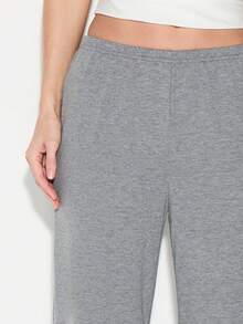 KIZN 宽松阔腿棉混纺运动裤，弹性腰带设计，适合日常休闲居家穿着，全天舒适。 - 灰色 - 查看 4