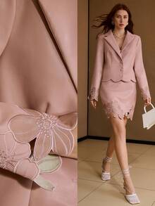 MOTF PREMIUM PU LEATHER FLORAL EMBROIDERY JACKET - Pink - View 1