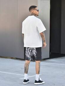 Devon Thys Quần short nam thời trang, nhẹ, phong cách Mỹ, có họa tiết tờ đô la ở mặt trước và mặt sau, đa năng cho mùa hè - màu đen - Xem 4