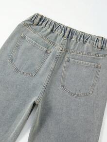 Teen Girls Cute Retro Vintage Light Blue Straight Leg Jeans,Y2K Aesthetic Loose Fit Cotton Denim With Embroidered Cherry,Summer Holiday Back-To-School - Light Wash - View 7