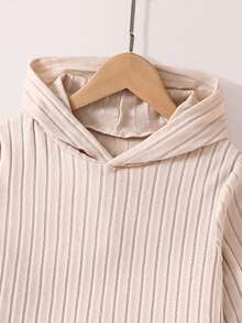 SUMWON Ribbed Knit Hoodie And Flare Pants Co-Ord Set Hood Casual Lounge Wear Matching Outfit Vacation - Apricot - View 5