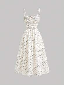 SHEIN MOD 印花拉皺胸a字裙