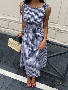 MainGRL 百搭休闲/度假/派对中长连衣裙 - 藏蓝色 - 查看 3