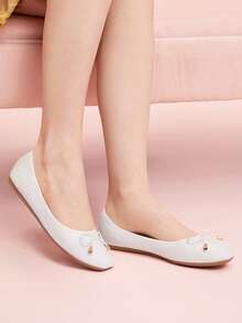 CUCCOO DOLLMOD Giày bệt đính đá hình bướm thời trang và thoải mái, thích hợp cho công sở và đi làm hàng ngày, lý tưởng cho dịp Giáng sinh. - trắng - Xem 4