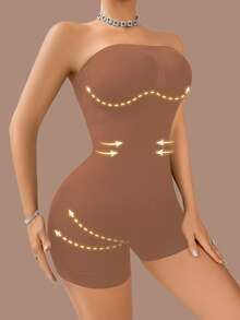 SHEIN 1 pieza Body moldeador de cintura sin costuras para mujer, control de abdomen, levantamiento de glúteos - Café integral - Ver 5