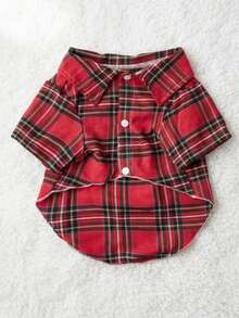 PETSIN 1pc Christmas Red Plaid Pet Shirt - Multicolor - View 2