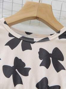 Elladie kids 2件套女童爱心印花荷叶边长袖T恤和打底裤，春秋季 - 彩色 - 查看 4