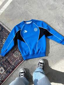 Manfinity Campus Court 男士撞色印花圆领休闲长袖套头卫衣 - 彩色 - 查看 5